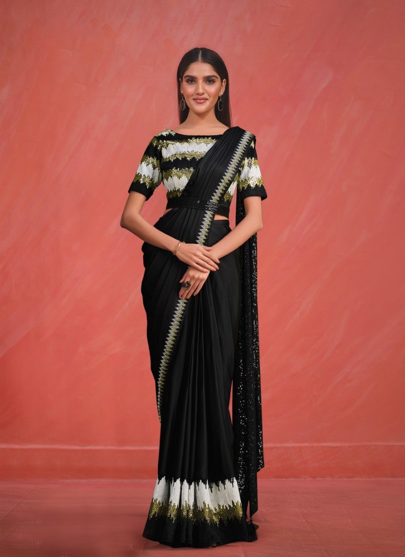 Black designer on sale party wear saree