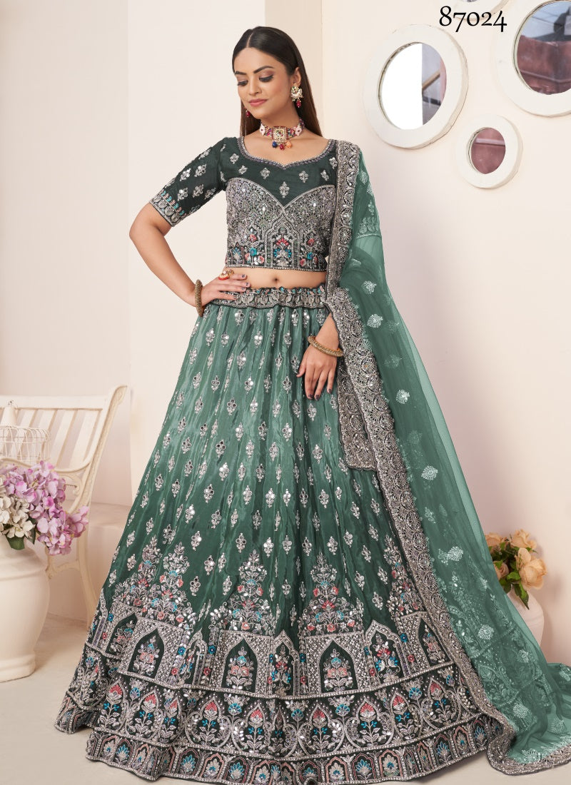 Buy Multi Color Sequins Georgette Party Wear Lehenga Choli