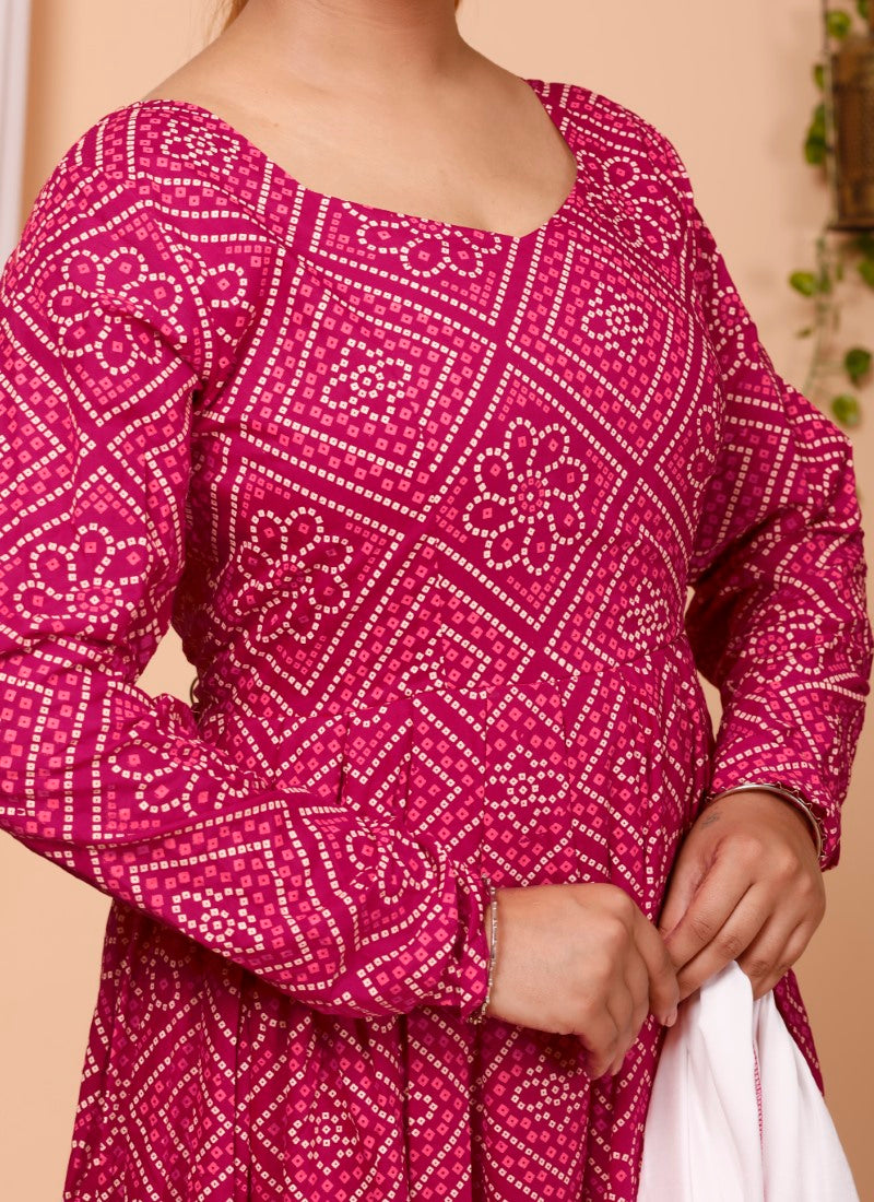 Magenta Muslin Long Kurti-2