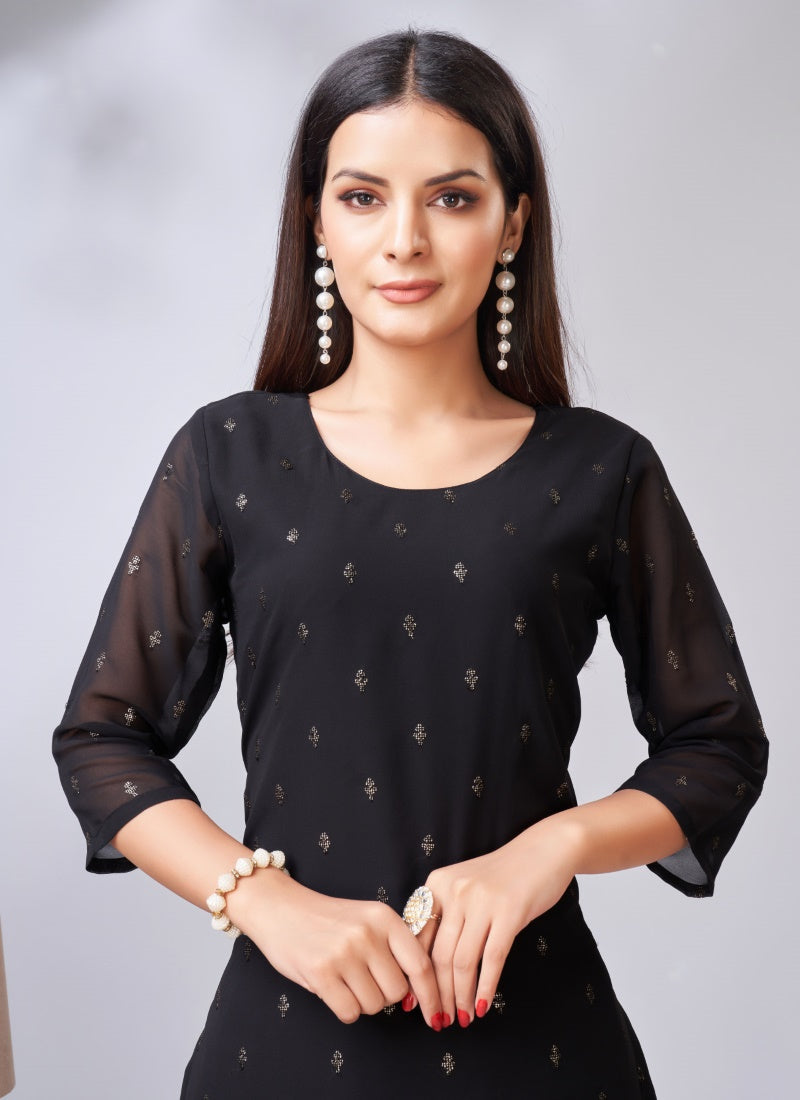 Black Georgette Embroidered Salwar Suit-2