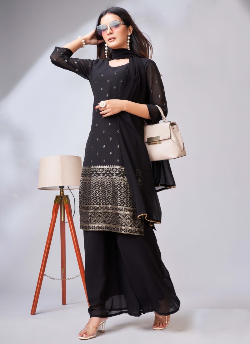 Black Georgette Embroidered Salwar Suit-2