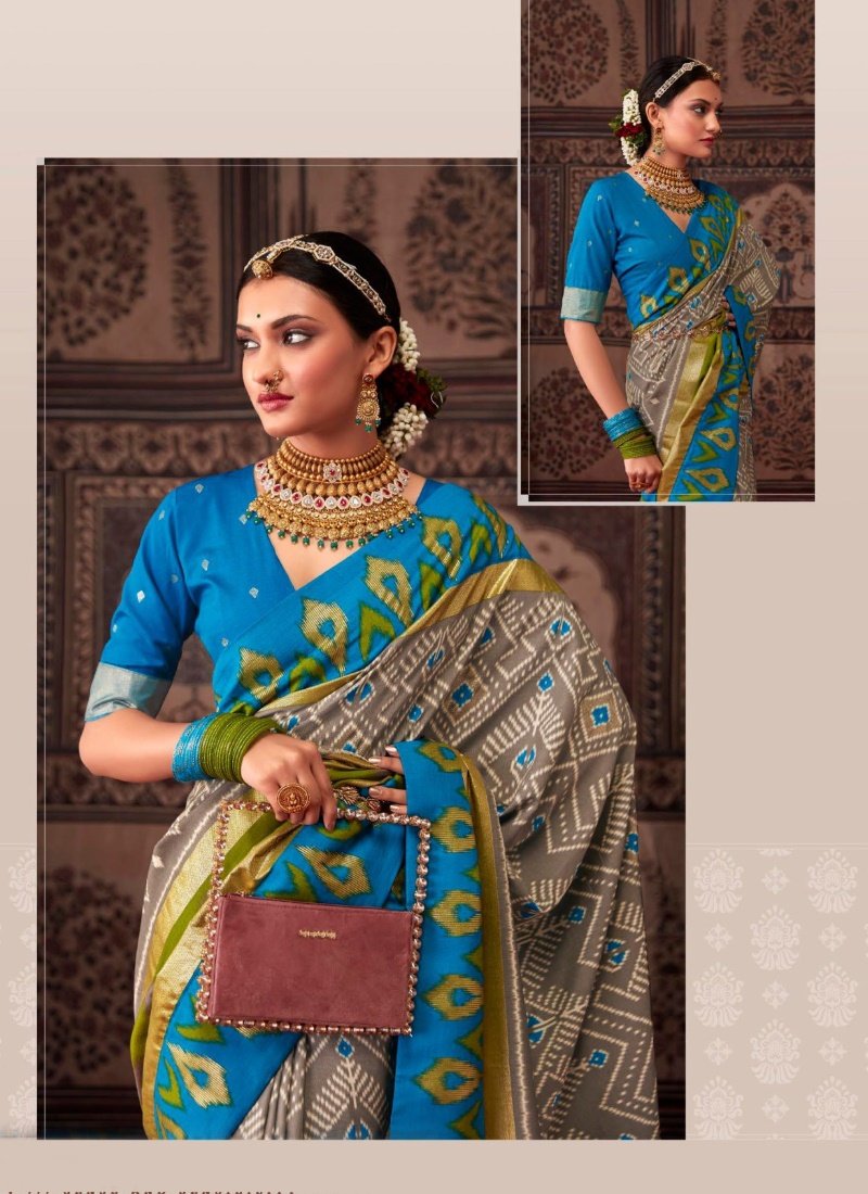 Blue Tusser Silk Saree-2