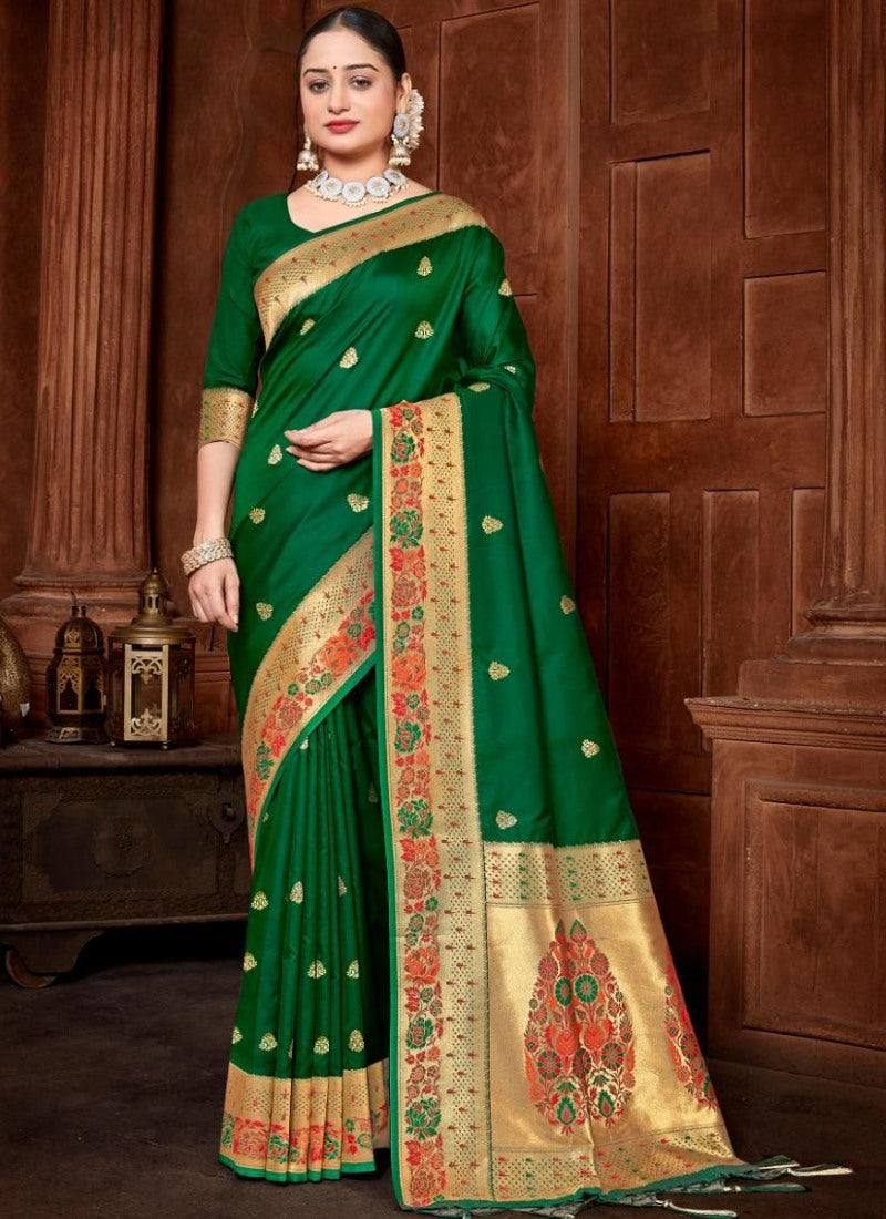 Green Pure Banarasi Silk Saree