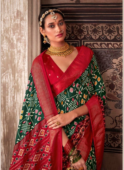 Green Tusser Silk Saree-2