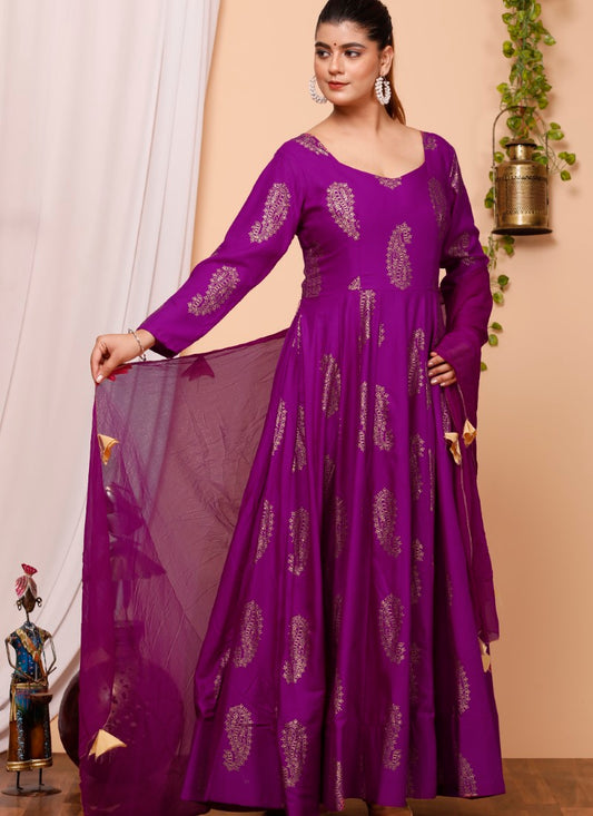 Purple Muslin Long Kurti