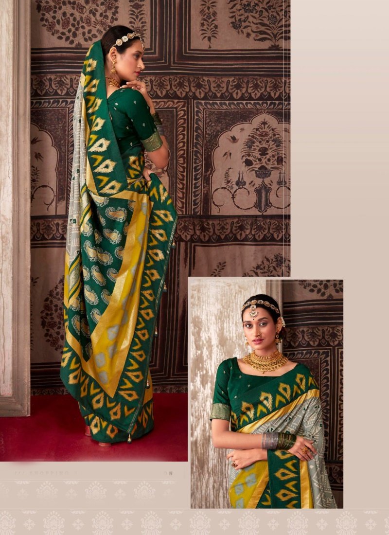 Green Tusser Silk Saree-2