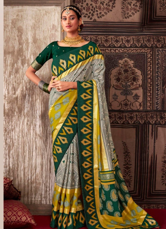 Green Tusser Silk Saree