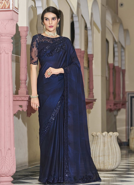 Blue Silk Party Wear Saree