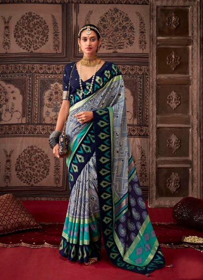 Navy Blue Tusser Silk Saree