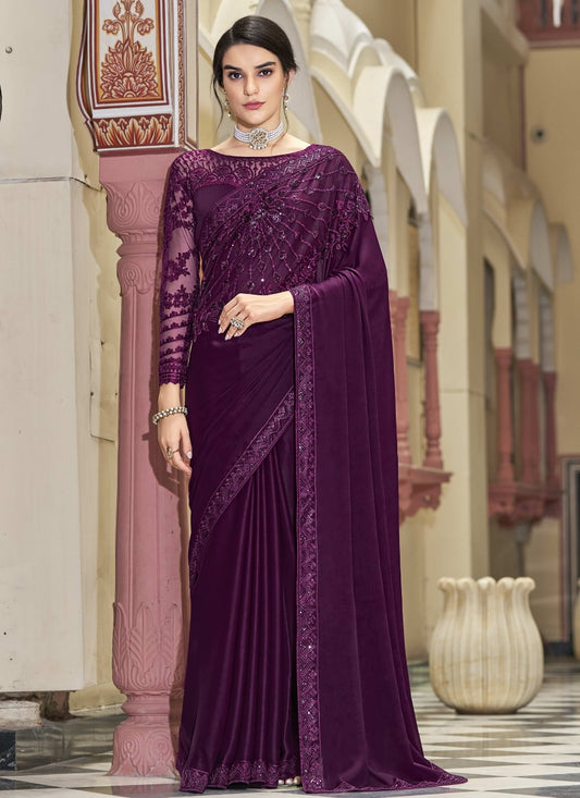Purple Silk Party Wear Saree