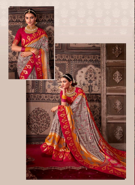 Red Tusser Silk Saree