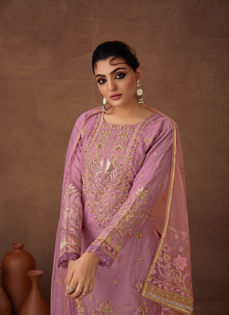 Pink Organza Pakistani Palazzo Suit-2