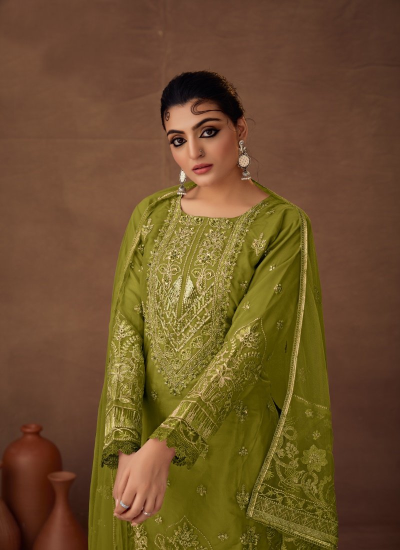 Green Organza Pakistani Palazzo Suit-2