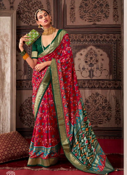 Red Tusser Silk Saree