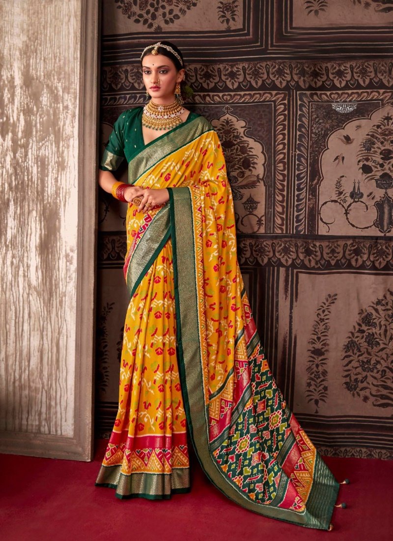 Yellow Tusser Silk Saree