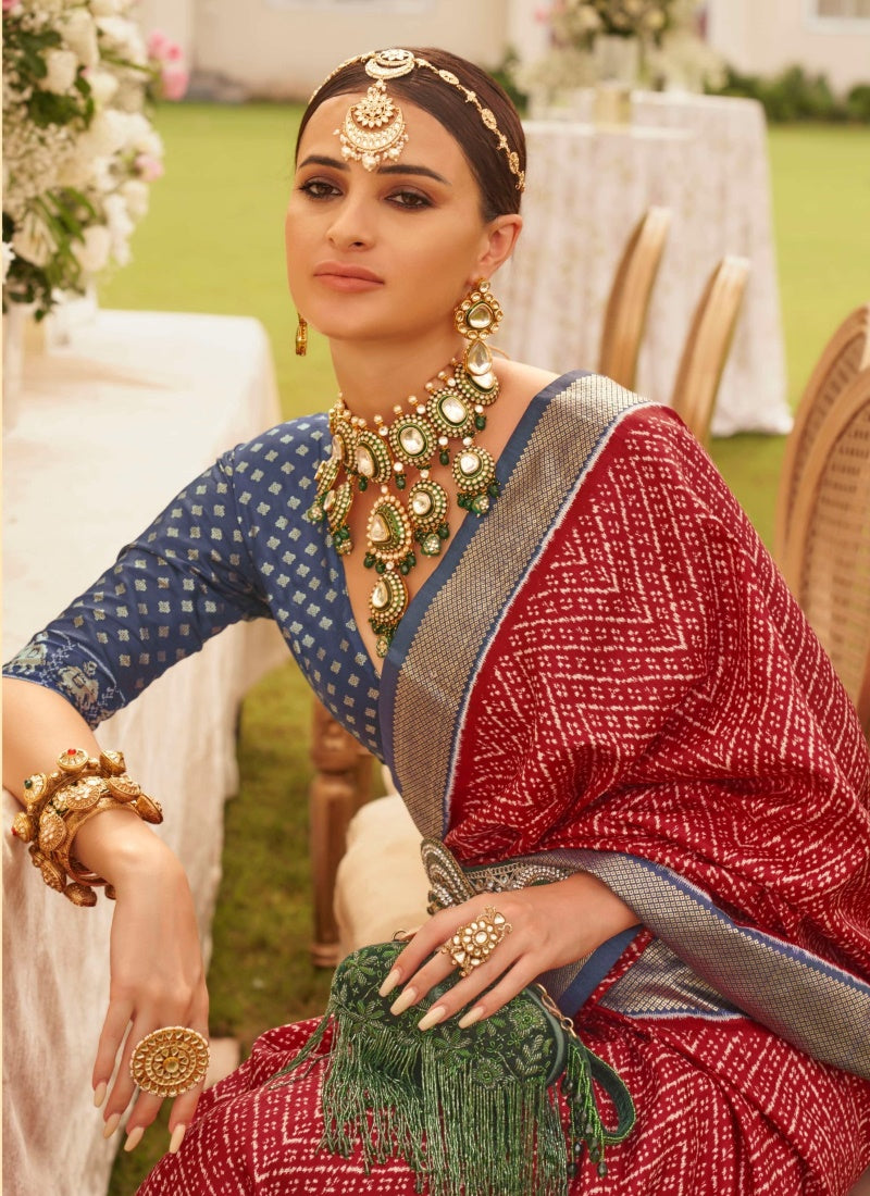 Red Silk Patola Saree-2