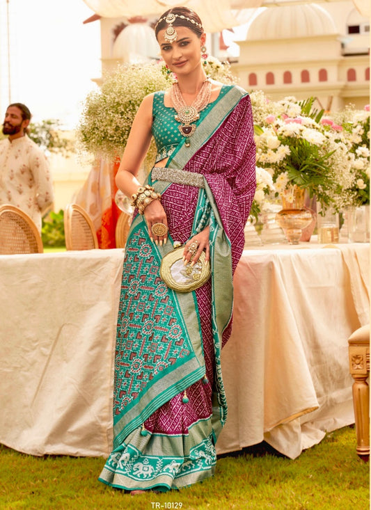 Purple Silk Patola Saree