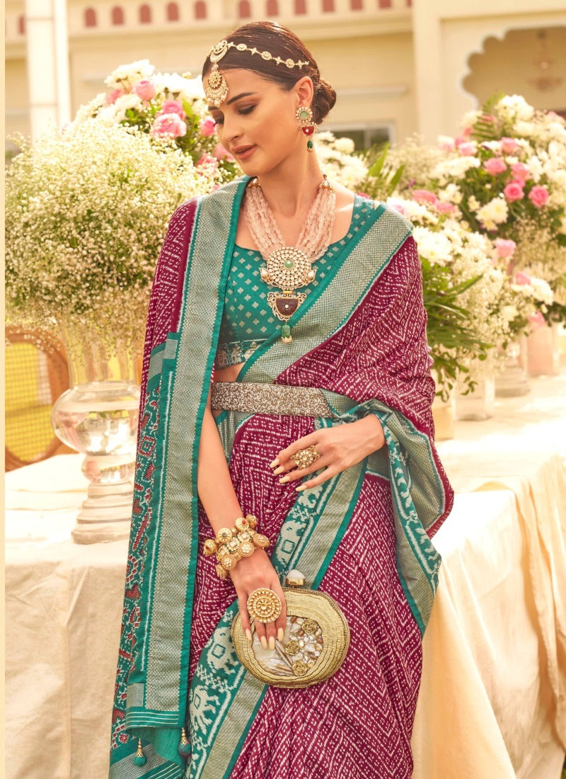 Purple Silk Patola Saree-2