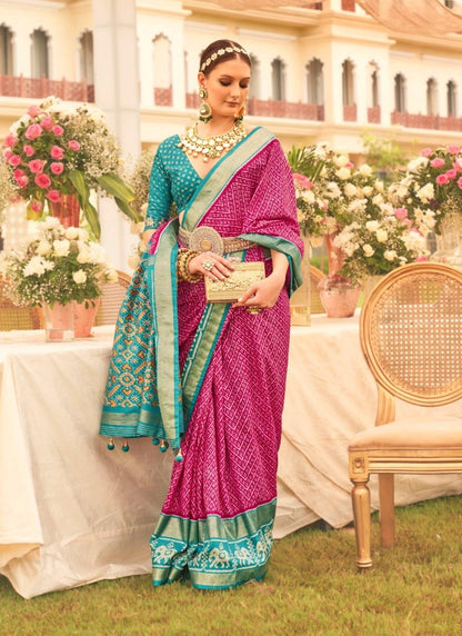 Pink Silk Patola Saree