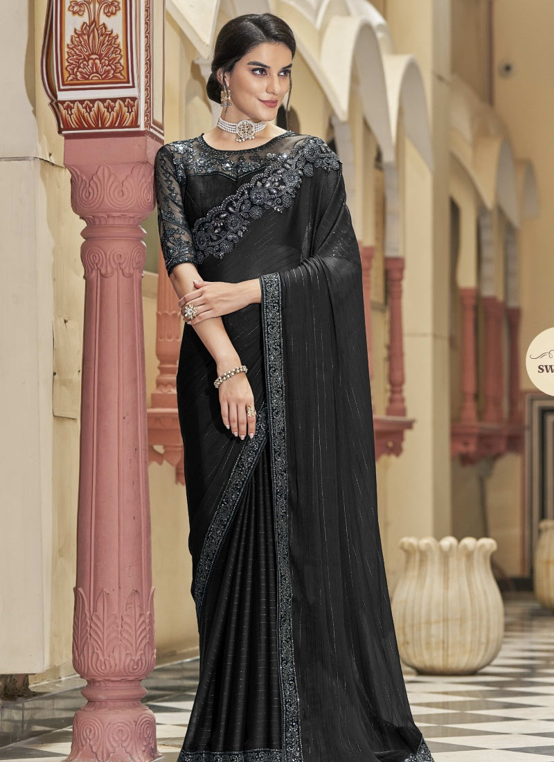 Black Silk Party Wear Saree