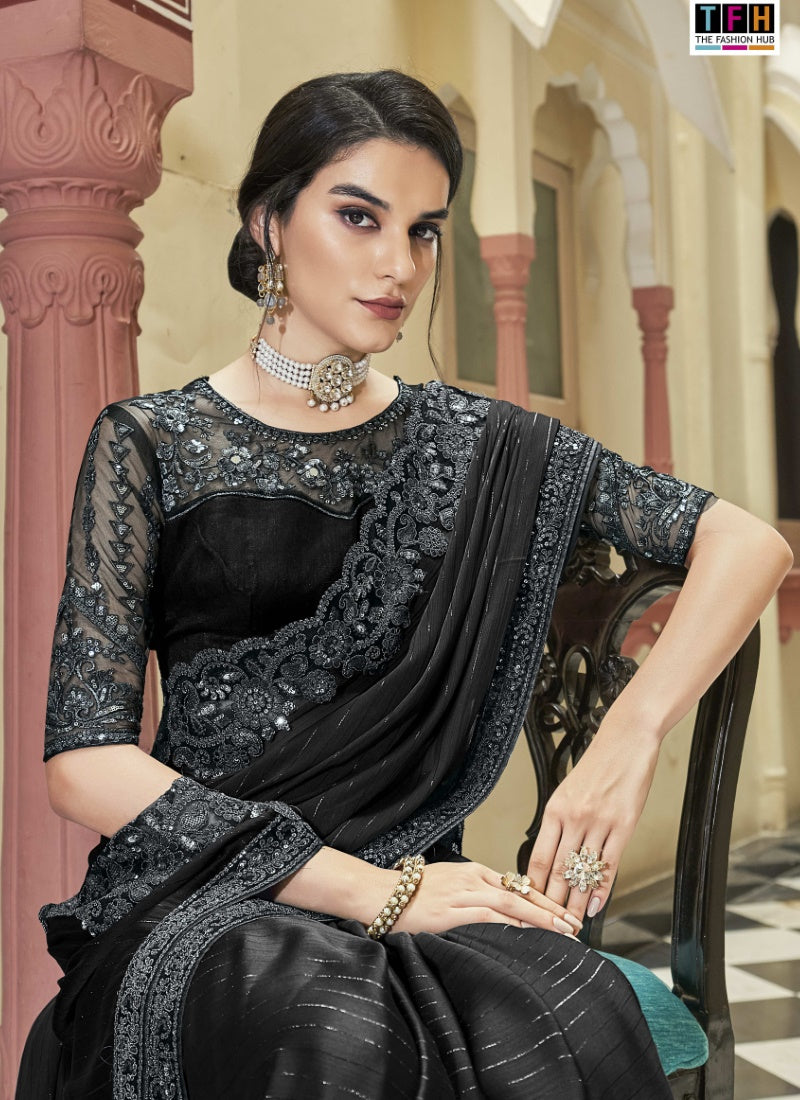 Black Silk Party Wear Saree-2