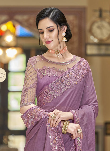 Lavender Silk Party Wear Saree-2