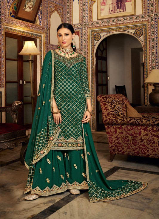 Green Chinon Wide Palazzo Suit