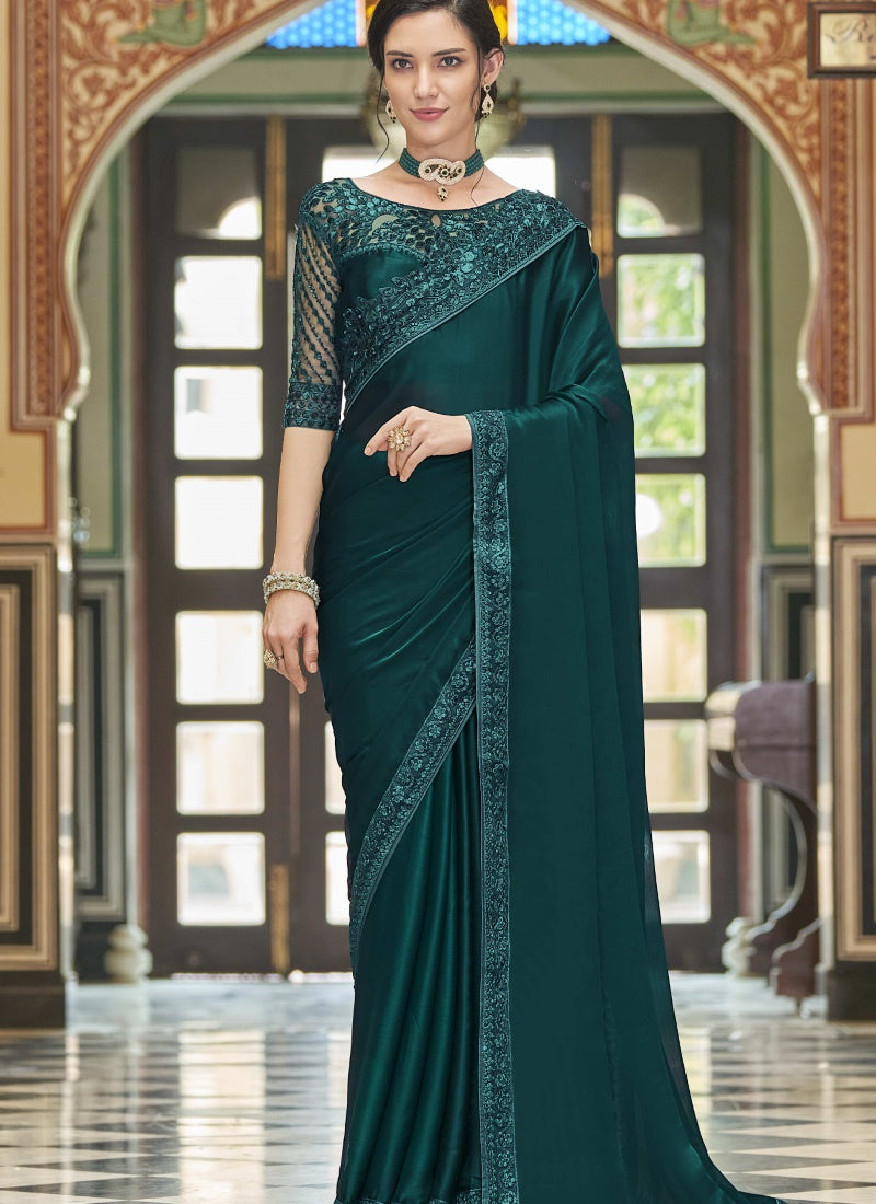 Green Silk Party Wear Saree