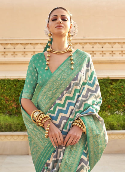 Sea Green Pure Silk Saree