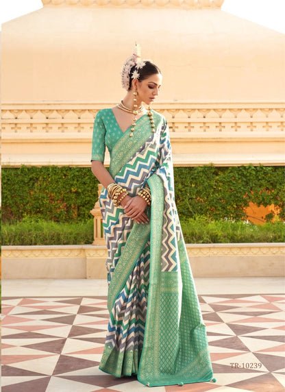 Sea Green Pure Silk Saree