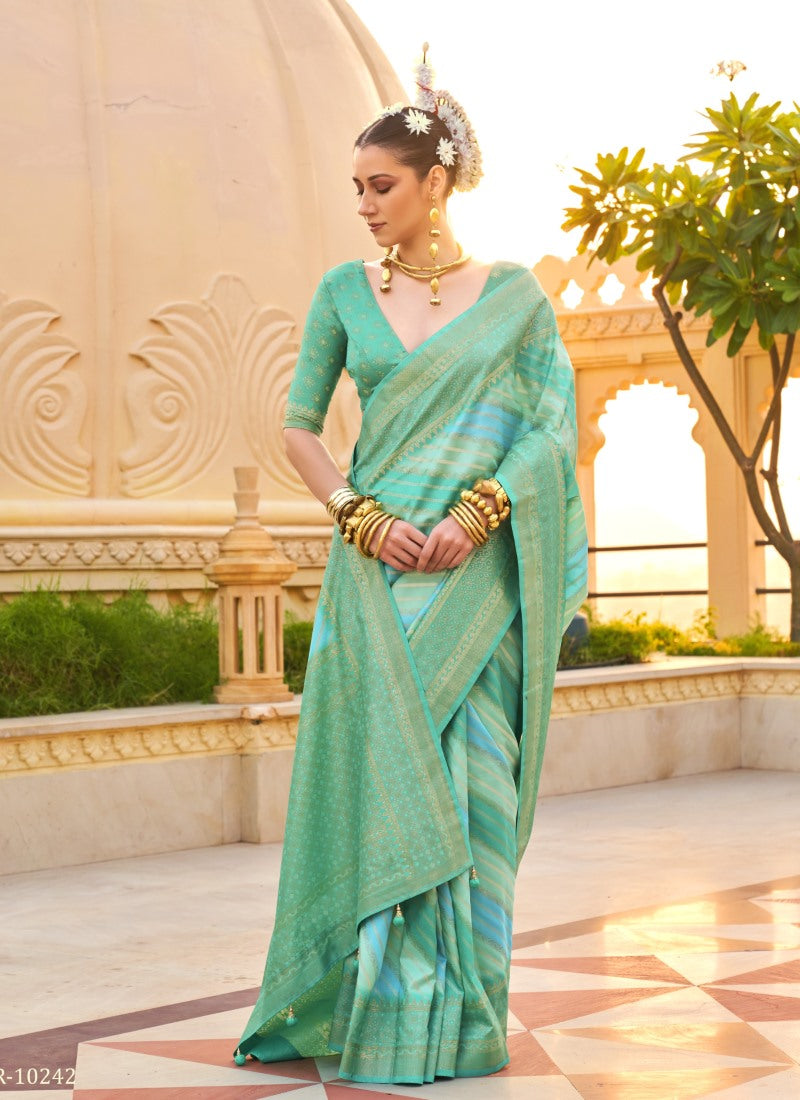 Sea Green Pure Silk Saree