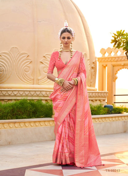 Peach Pure Silk Saree