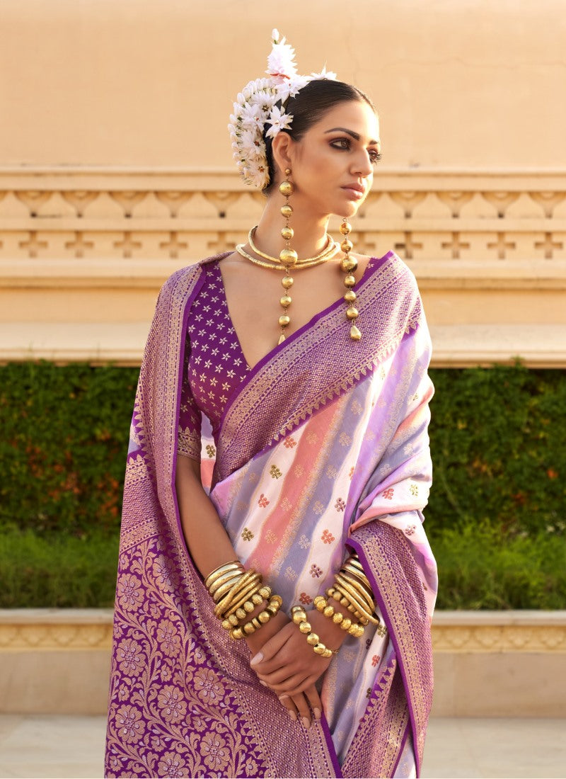 Purple Pure Silk Saree