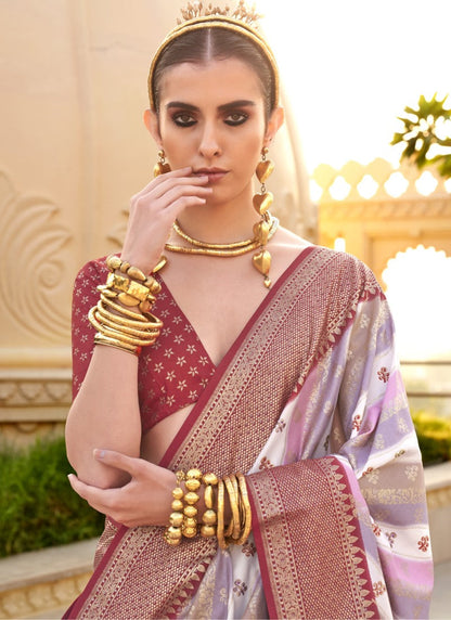 Maroon Pure Silk Saree