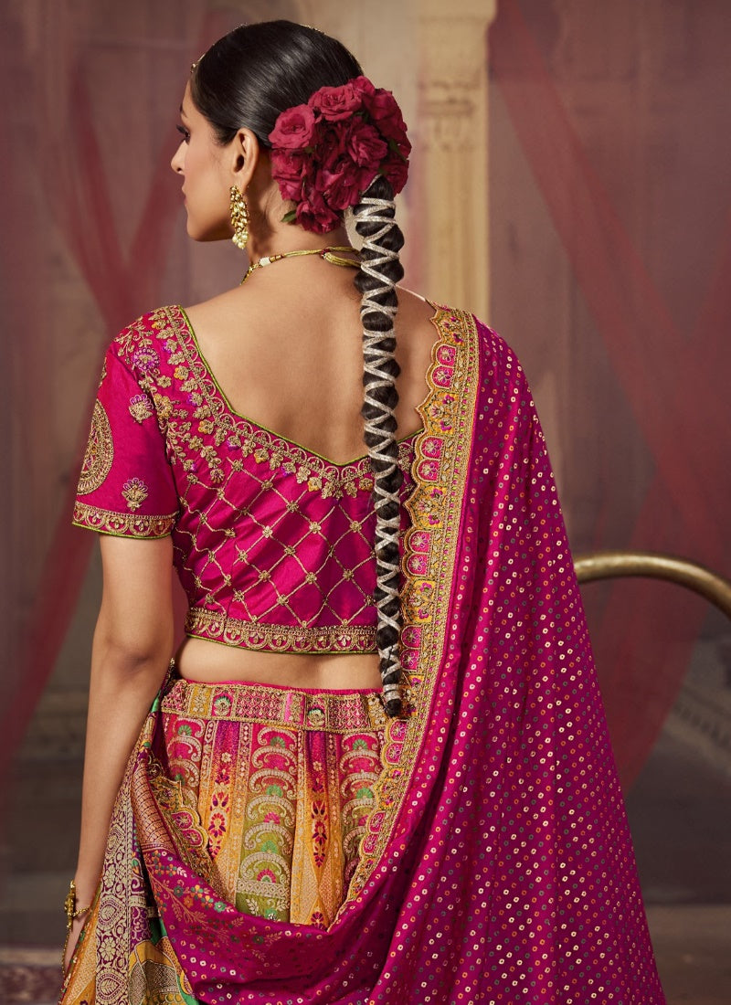 Magenta Banarasi Silk Bridal Lehenga Choli With Heavy Embroidery Work-2