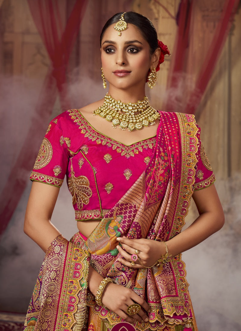 Magenta Banarasi Silk Bridal Lehenga Choli With Heavy Embroidery Work-2