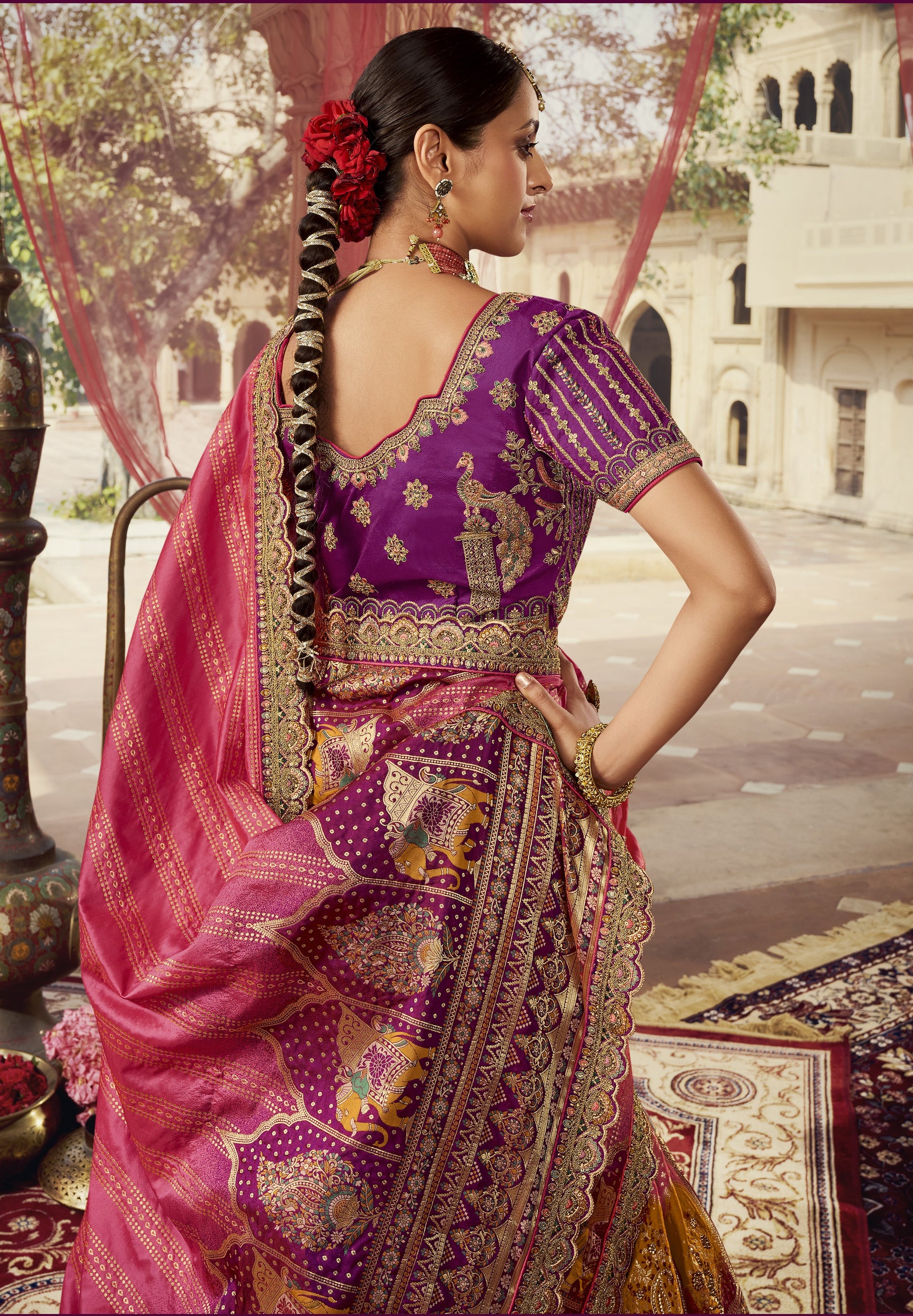 Purple Banarasi Silk Bridal Lehenga Choli With Heavy Embroidery Work-2