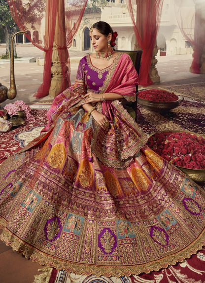 Purple Banarasi Silk Bridal Lehenga Choli With Heavy Embroidery Work-2