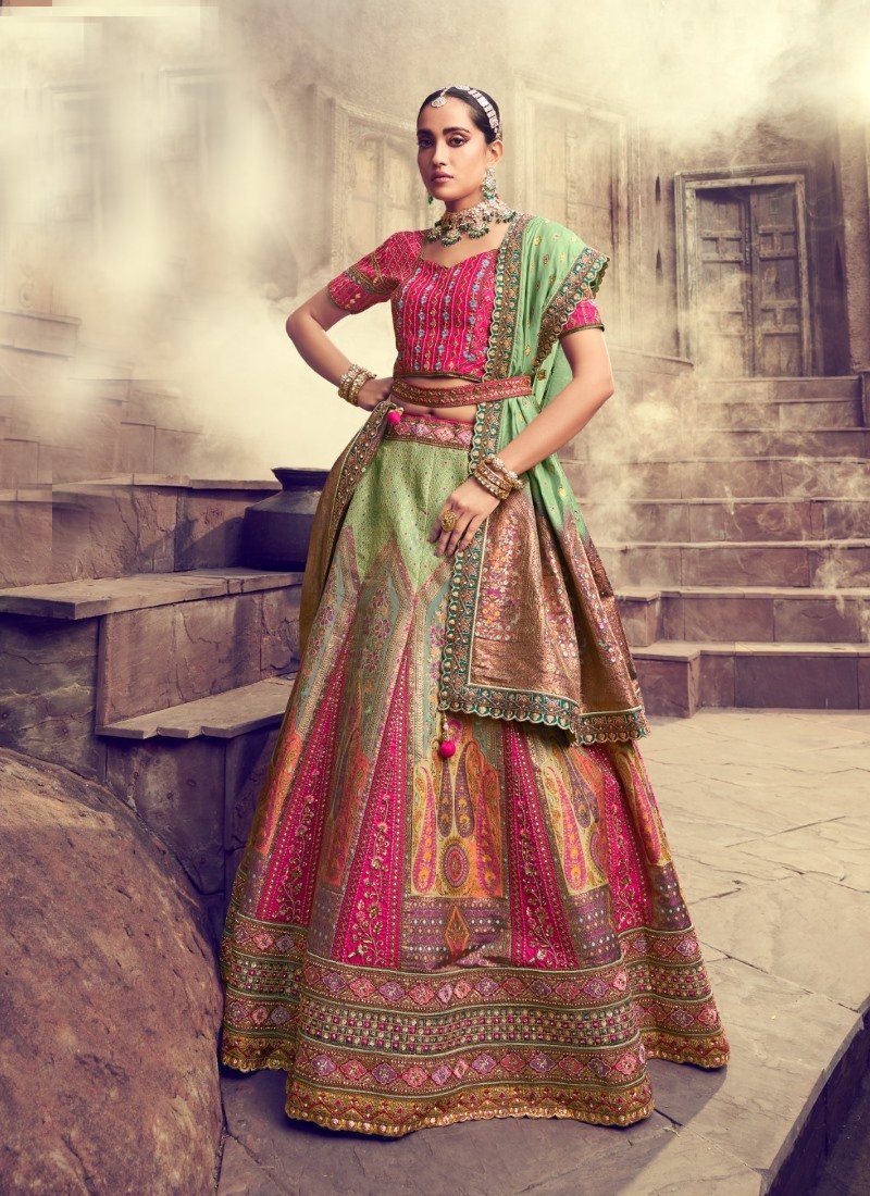 Magenta Banarasi Silk Wedding Lehenga Choli