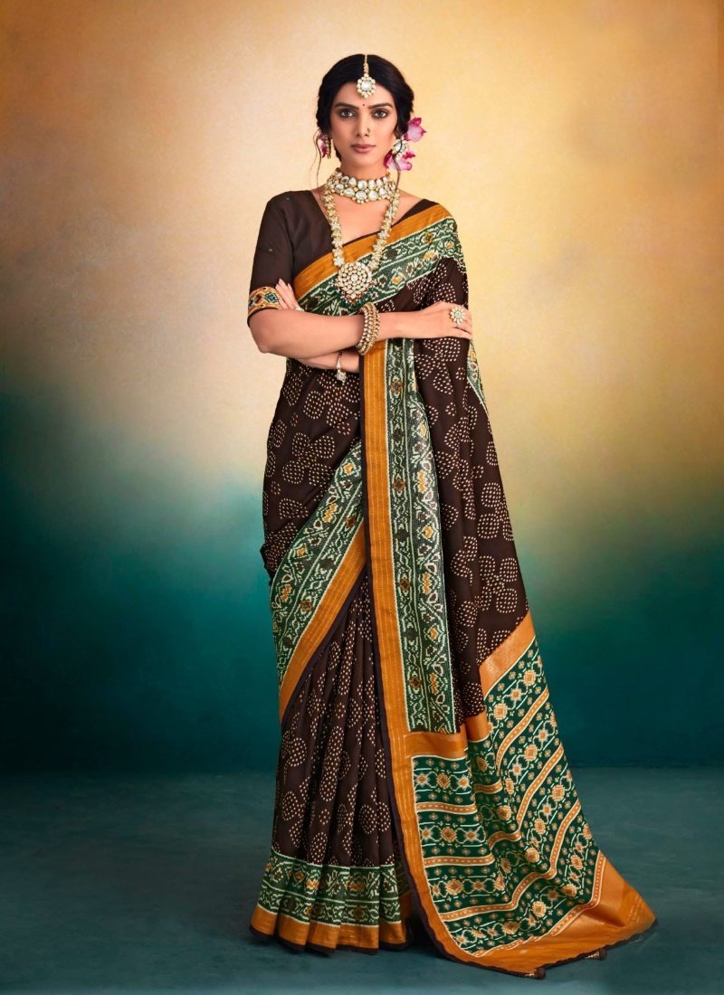 Black Tusser Silk Patola Saree