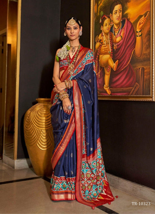 Navy Blue Silk Patola Saree