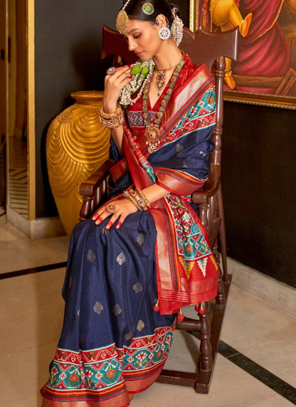 Navy Blue Silk Patola Saree