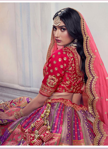 Red Silk Wedding Lehenga Choli With Heavy Embroidery and Gota Work-2