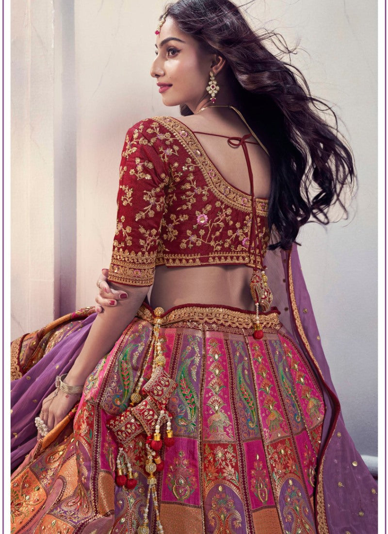 Purple Silk Wedding Lehenga Choli With Heavy Embroidery and Gota Work-2