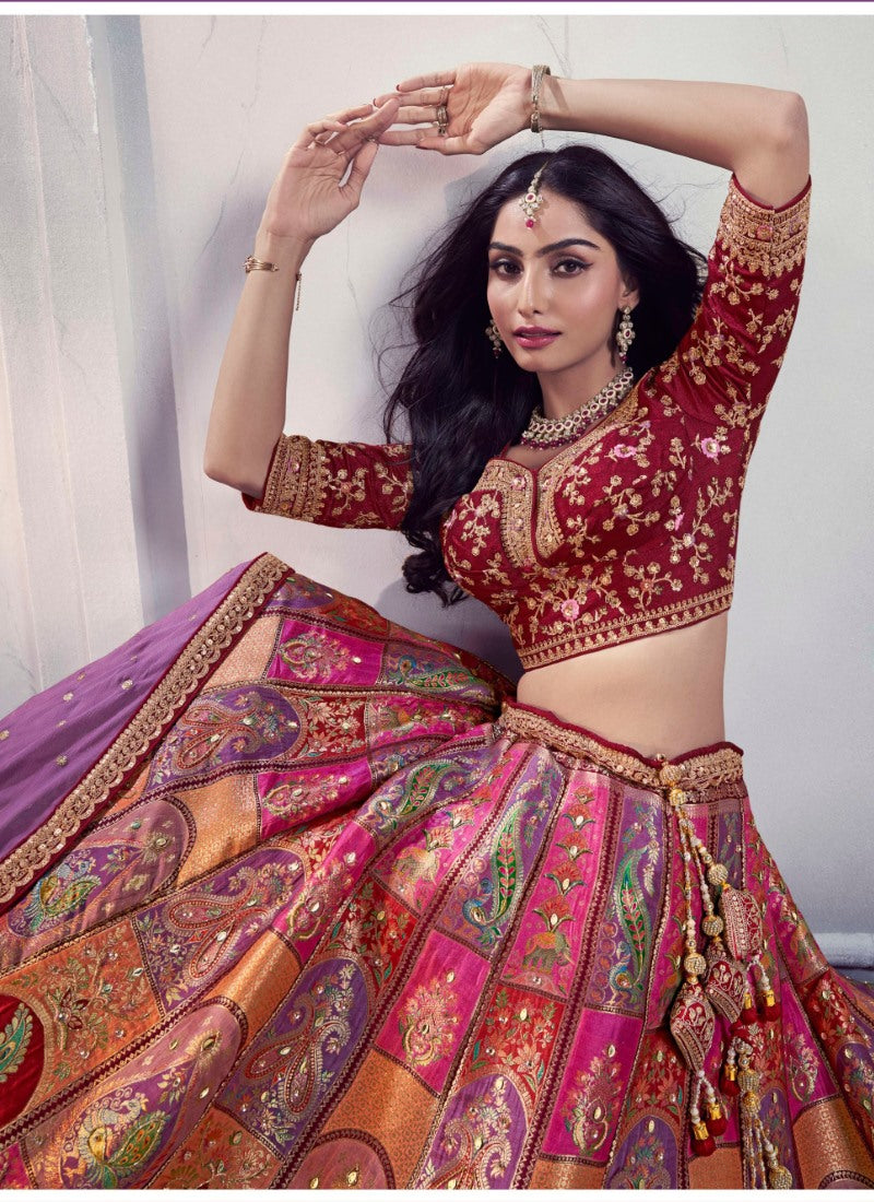 Purple Silk Wedding Lehenga Choli With Heavy Embroidery and Gota Work-2