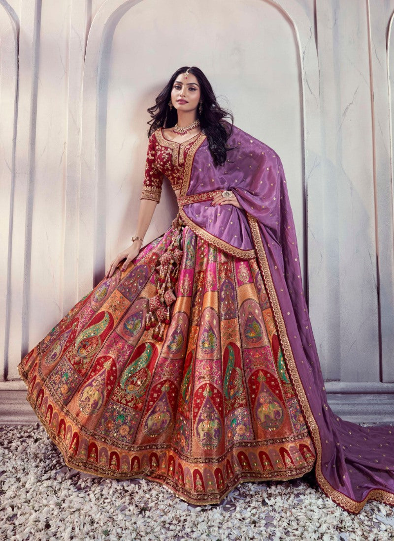 Purple Silk Wedding Lehenga Choli With Heavy Embroidery and Gota Work-2