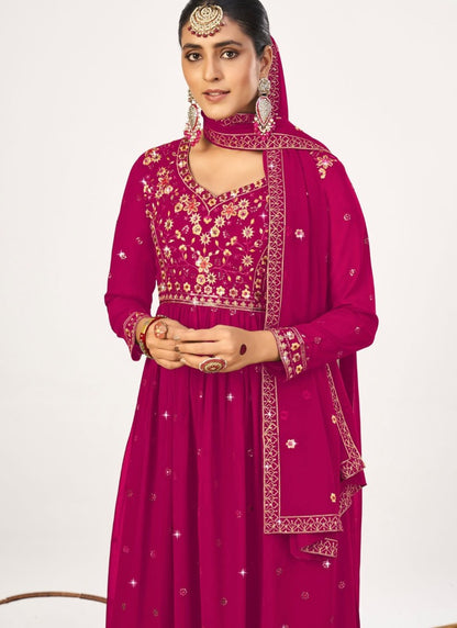 Magenta Georgette Palazzo Salwar Suit-2