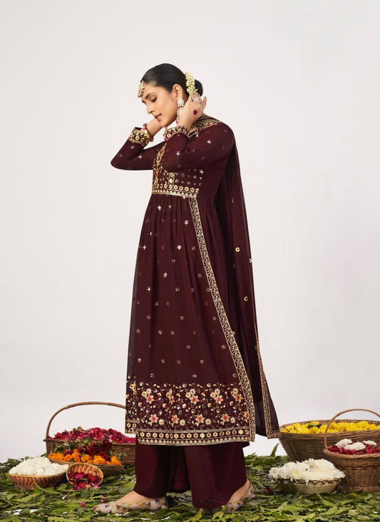 Purple Georgette Palazzo Salwar Suit