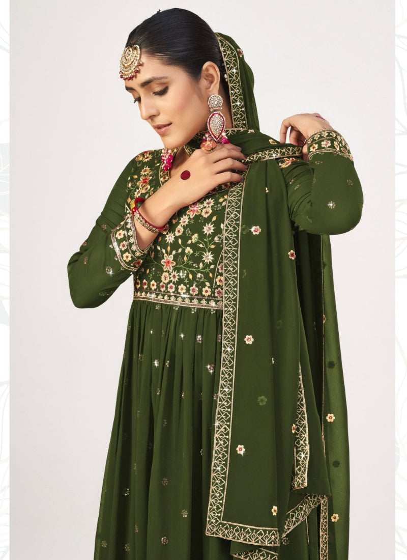 Green Georgette Palazzo Salwar Suit-2