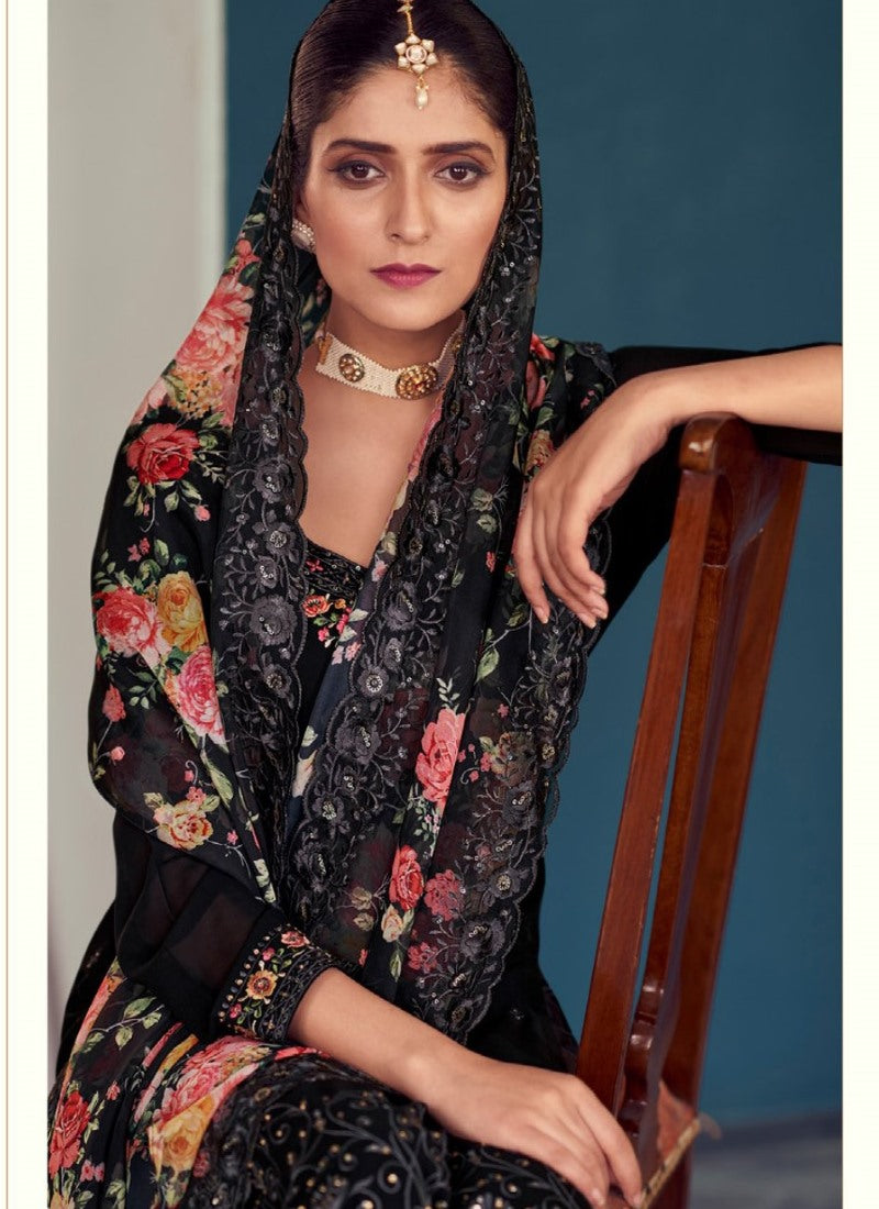 Black Georgette Salwar Suit with Embroidery Work-2